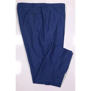 MySuit Custom Royal Blue Diamond Jacquard Flat Front Formal Dress Pants 38x30